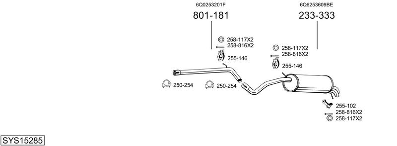 BOSAL kipufogórendszer SYS15285