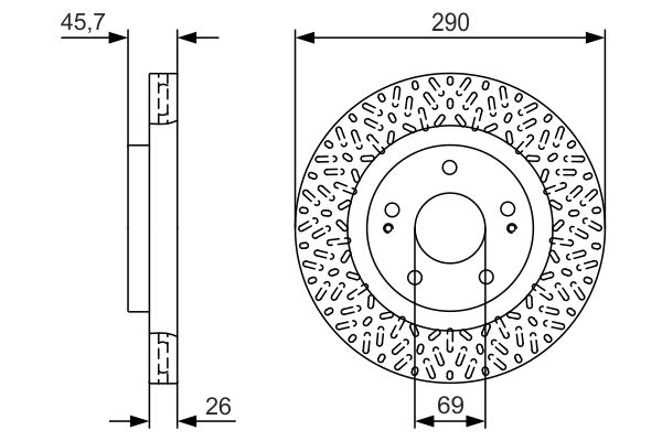 BOSCH MITSUBISHI тормозной диск передний Grandis 04-290*26