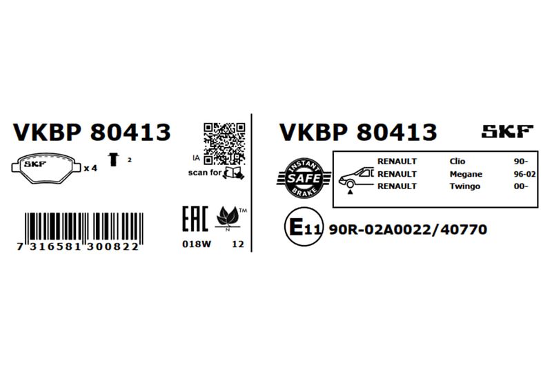 SKF VKBP 80413 Brake Pad Set, disc brake