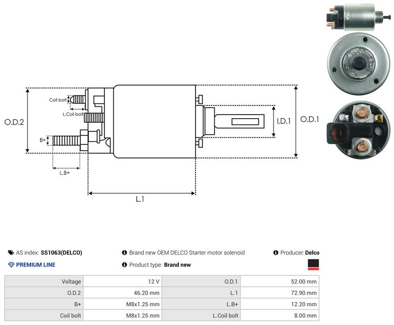 Magnetlülitus, starter, AS-PL SS1063(DELCO)