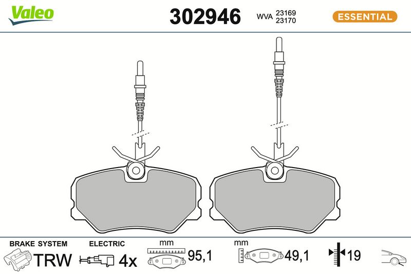 комплект спирачно феродо, дискови спирачки VALEO