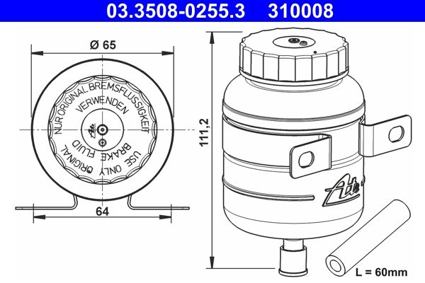 Розширювальний бачок, гальмівна рідина, Ate 03.3508-0255.3