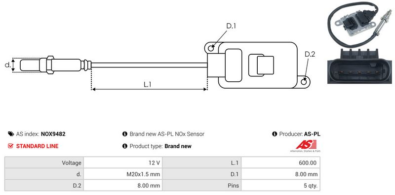 AS-PL NOX9482 NOx Sensor, urea injection
