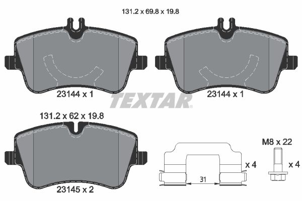 TEXTAR fékbetétkészlet, tárcsafék 2314401