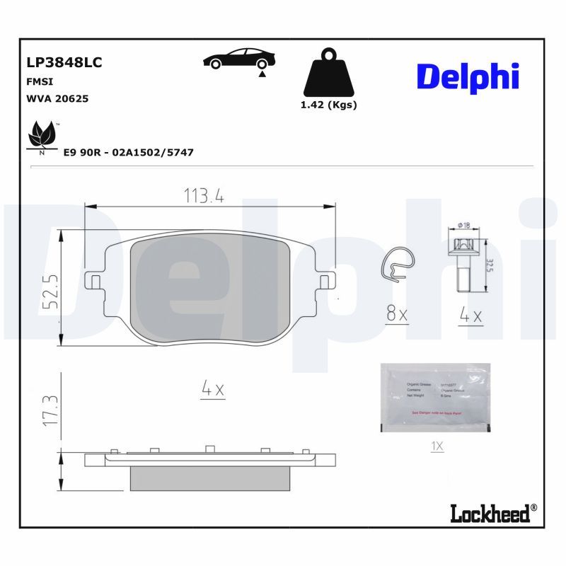 комплект спирачно феродо, дискови спирачки DELPHI