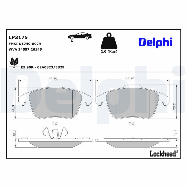Piduriklotsi komplekt, ketaspidur, DELPHI LP3175