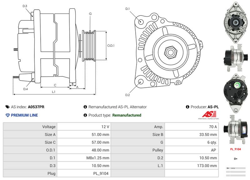 AS-PL A0537PR Alternator
