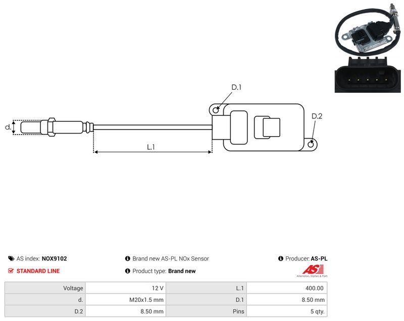 NOx-sensor, karbamiidipritse, AS-PL NOX9102
