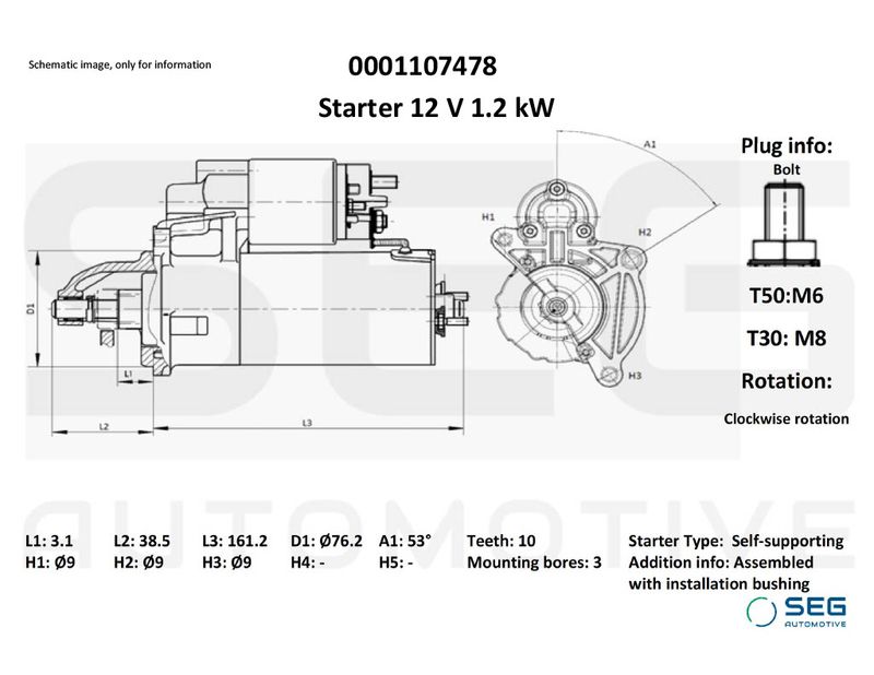 SEG Automotive 0001107478 Starter