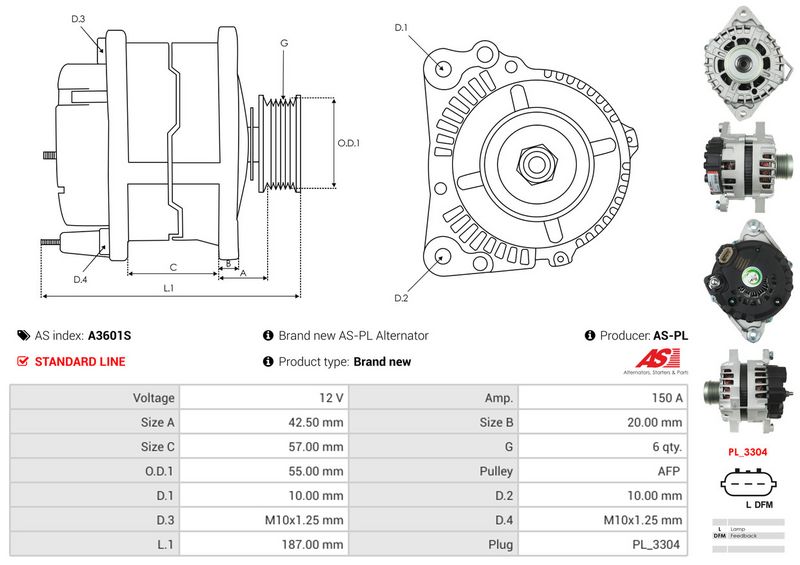 AS-PL A3601S Alternator
