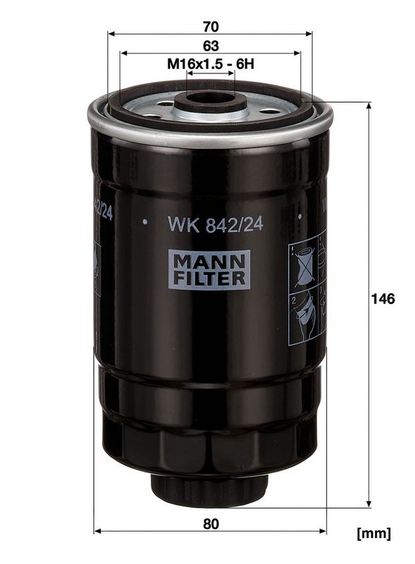 Kütusefilter, MANN-FILTER WK 842, 24