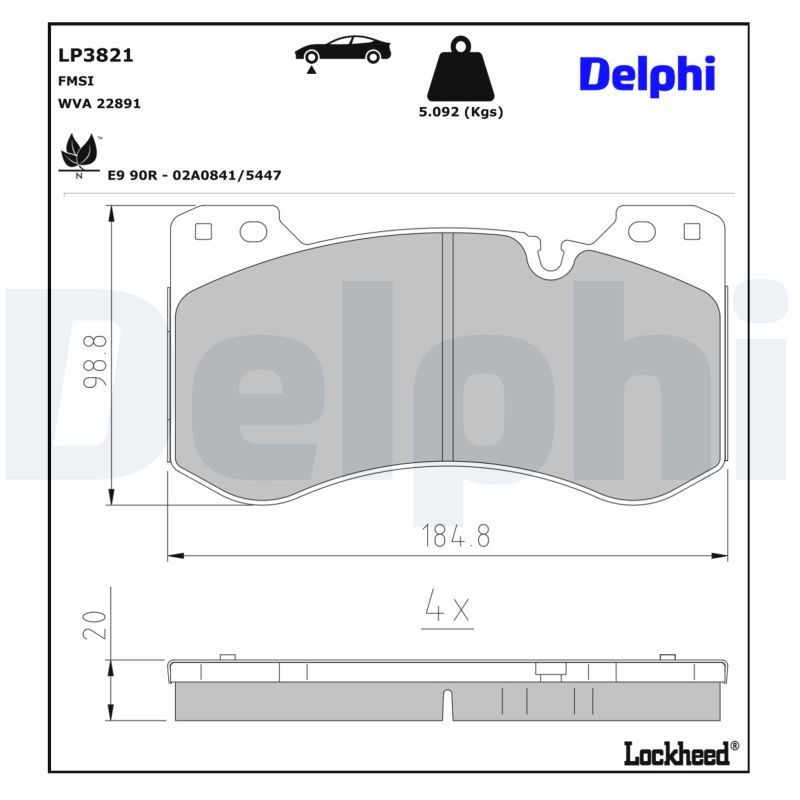 Set placute frana,frana disc LP3821 DELPHI