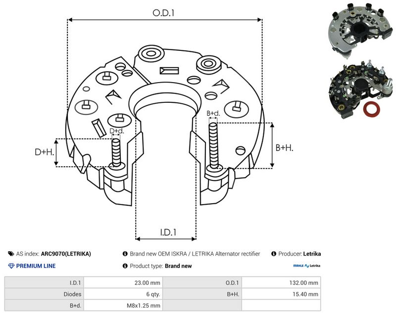AS-PL ARC9070(LETRIKA) Rectifier, alternator