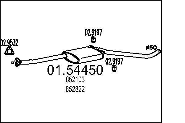 Проміжний глушник, Mts 01.54450