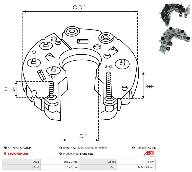 AS-PL ARC3134 Rectifier, alternator