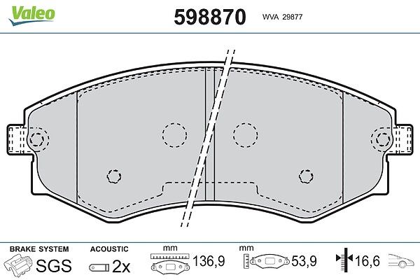 комплект спирачно феродо, дискови спирачки VALEO