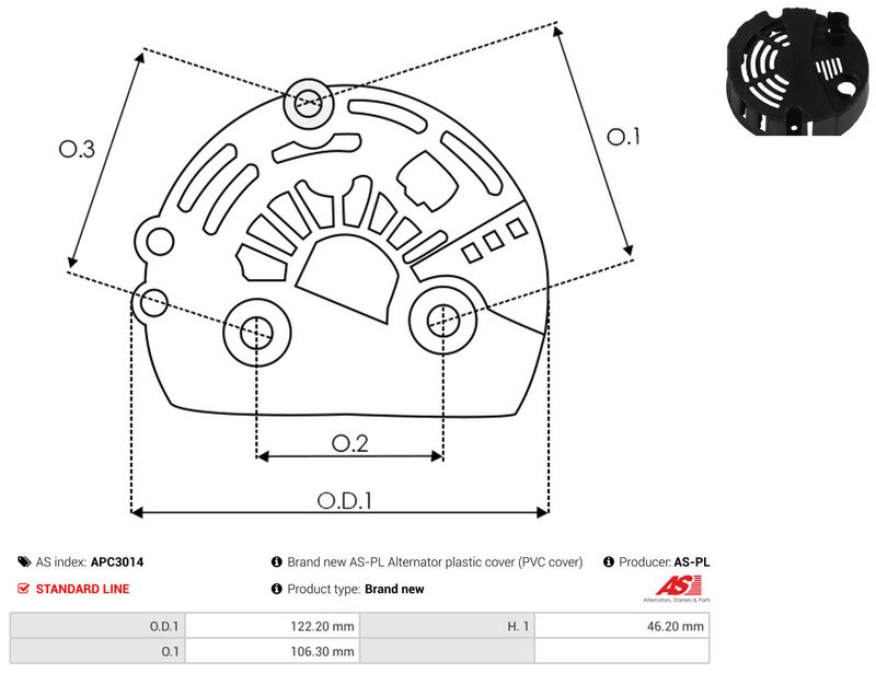AS-PL APC3014 Protective Cap, alternator