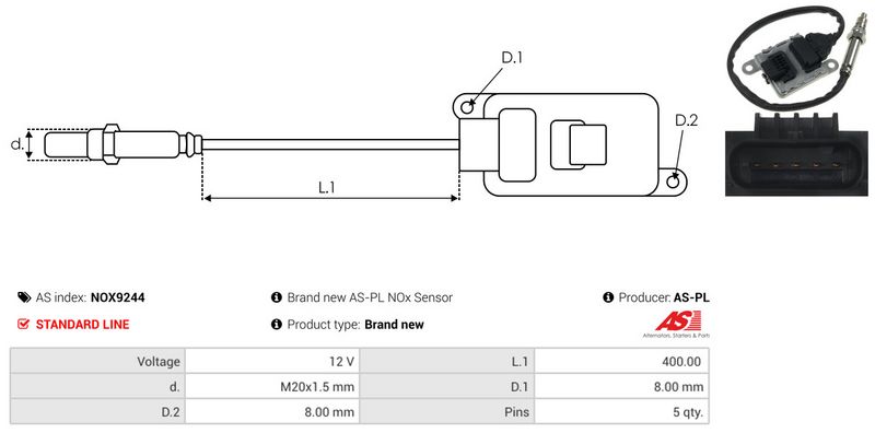 AS-PL NOX9244 NOx Sensor, urea injection