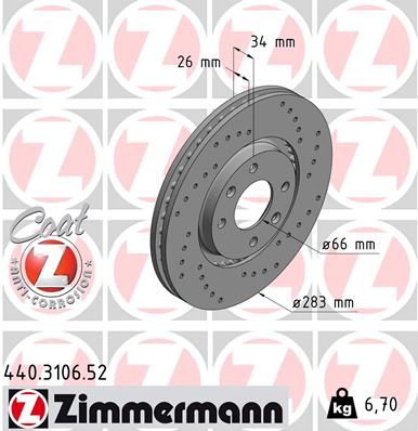 Гальмівний диск, Zimmermann 440.3106.52