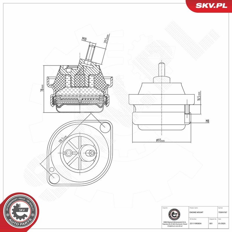 Paigutus, Mootor, ESEN SKV 75SKV167