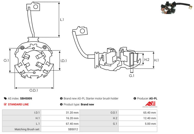 AS-PL SBH5009 Holder, carbon brushes