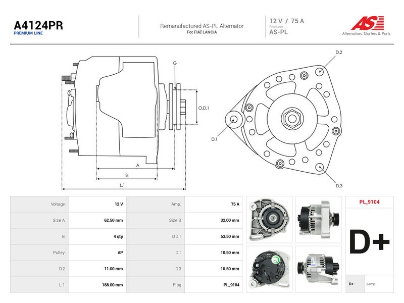 Generaator, AS-PL A4124PR