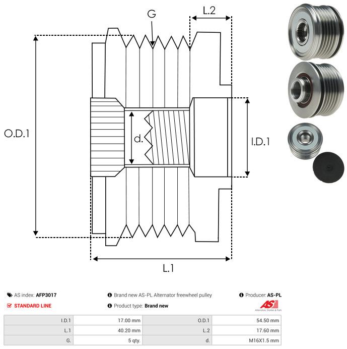 AS-PL AFP3017 Alternator Freewheel Clutch