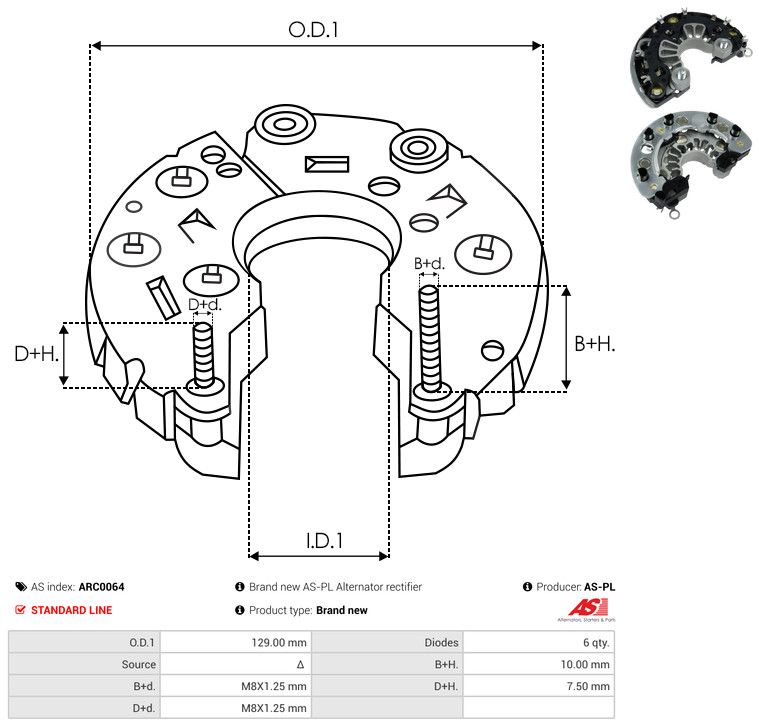 AS-PL ARC0064 Rectifier, alternator