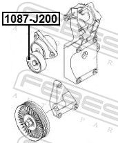 FEBEST 1087-J200 Tensioner Pulley, V-ribbed belt