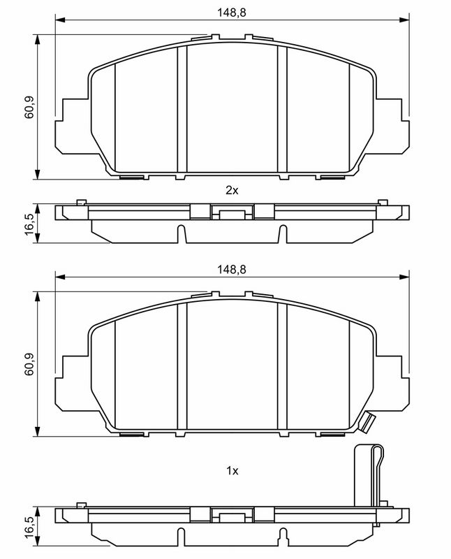 Piduriklotsi komplekt, ketaspidur, BOSCH 0 986 494 773