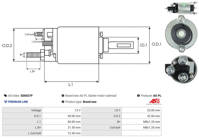 AS-PL SS6027P Solenoid Switch, starter