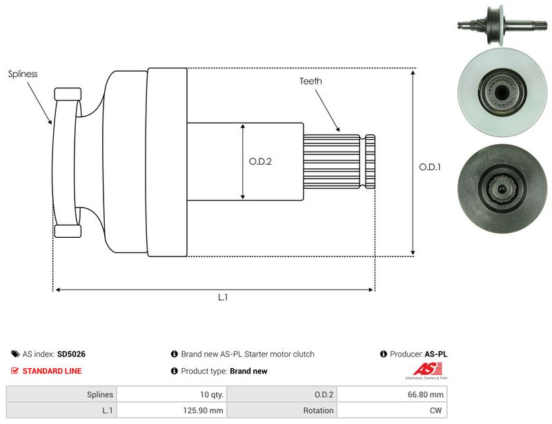 Hammastrummel, starter, AS-PL SD5026