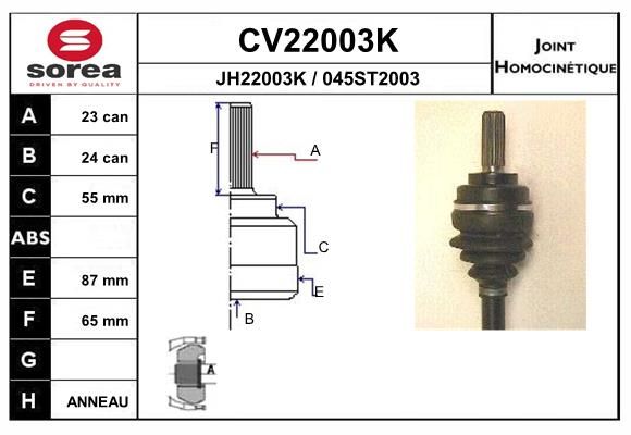 EAI csuklókészlet, hajtótengely CV22003K