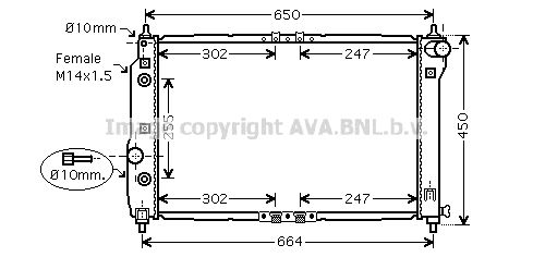 Радіатор охолодження CHEVROLET AVEO 1.5 (AT) (AVA)