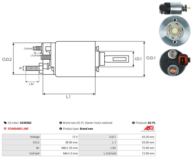 Magnetlülitus, starter, AS-PL SS3058S