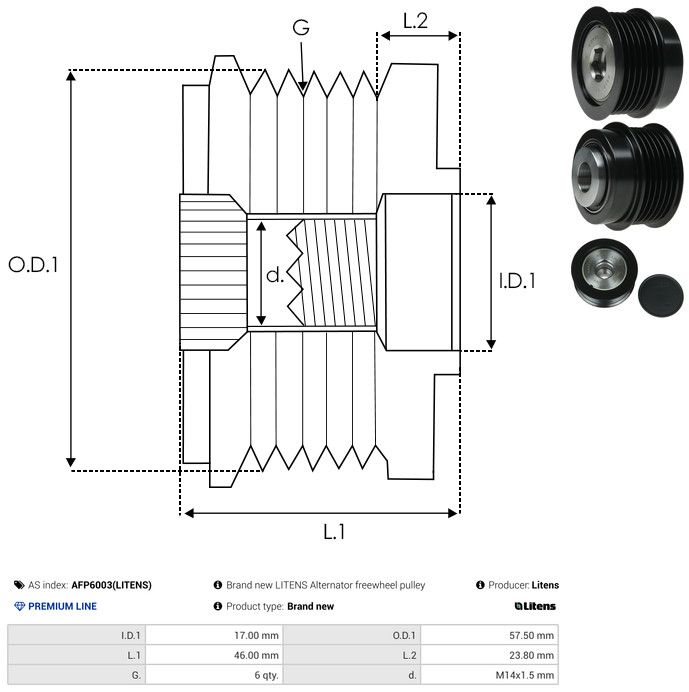AS-PL AFP6003(LITENS) Alternator Freewheel Clutch