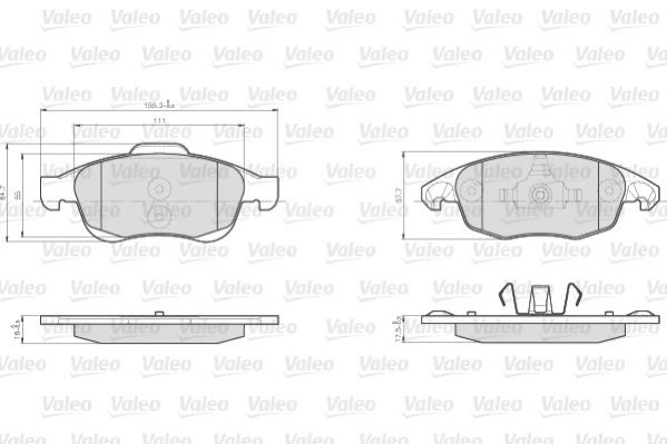 Комплект гальмівних накладок, дискове гальмо, Valeo 872538