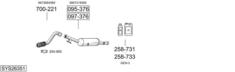 BOSAL kipufogórendszer SYS26351