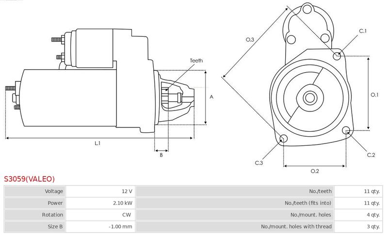 AS-PL S3059(VALEO) Starter