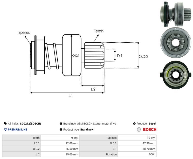 AS-PL SD0212(BOSCH) Freewheel Gear, starter