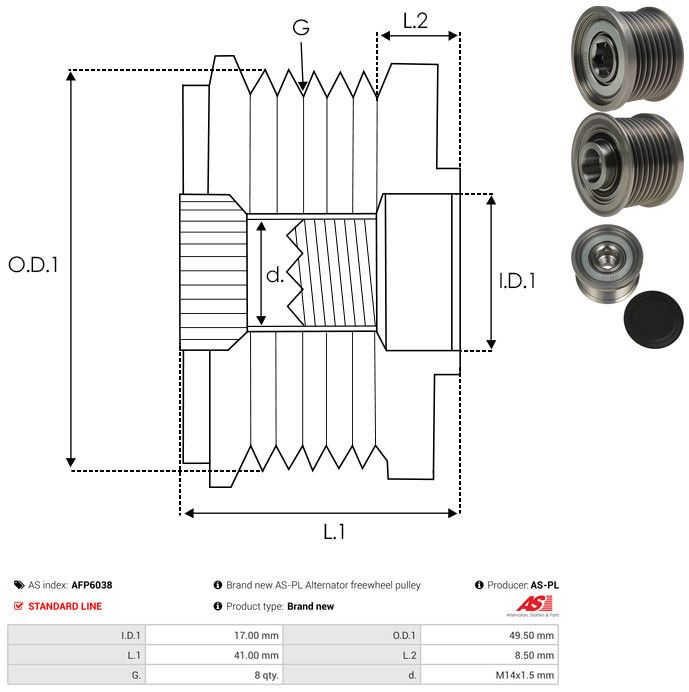 AS-PL AFP6038 Alternator Freewheel Clutch