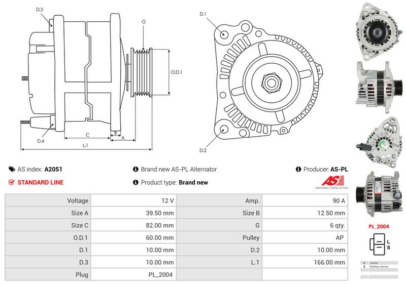 AS-PL A2051 Alternator