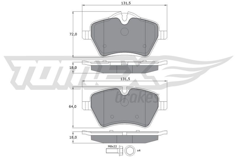 TOMEX Brakes Stabdžių trinkelių rinkinys, diskinis stabdys