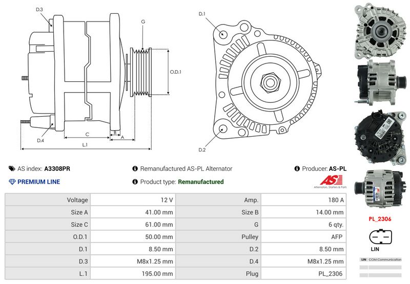 AS-PL A3308PR Alternator