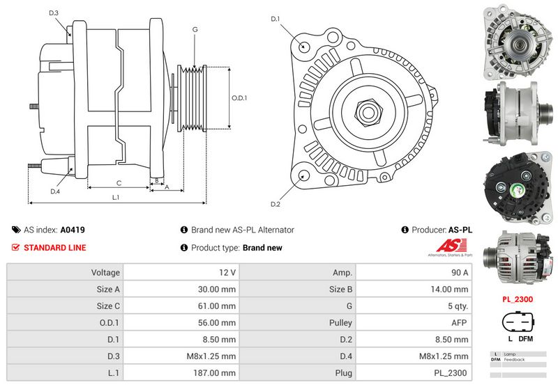 AS-PL A0419 Alternator