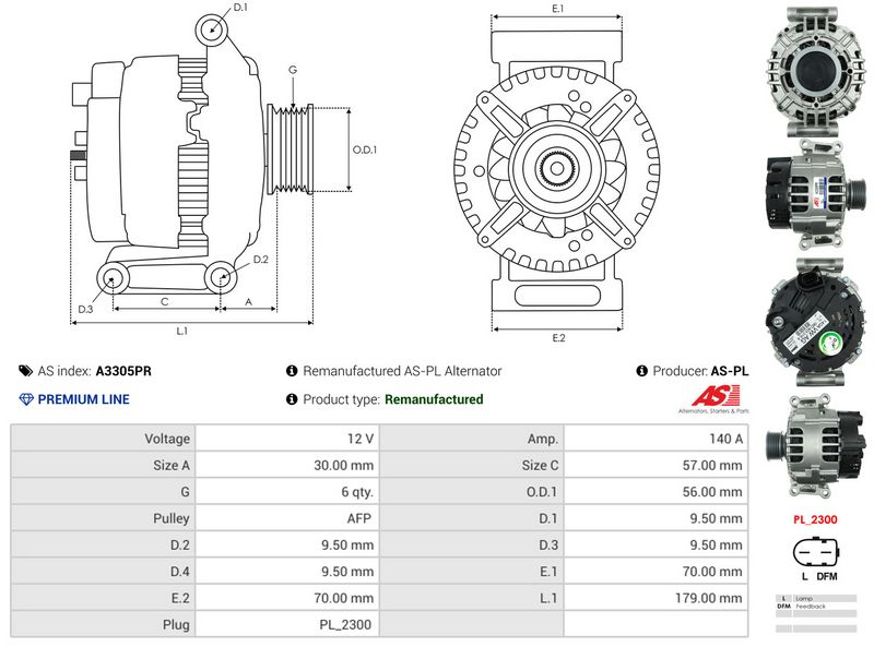 AS-PL A3305PR Alternator