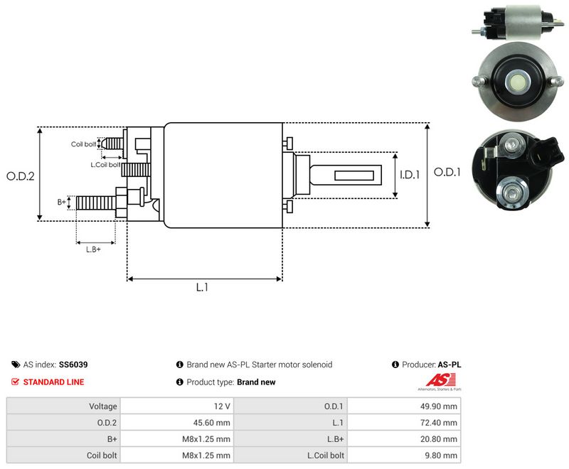 Magnetlülitus, starter, AS-PL SS6039