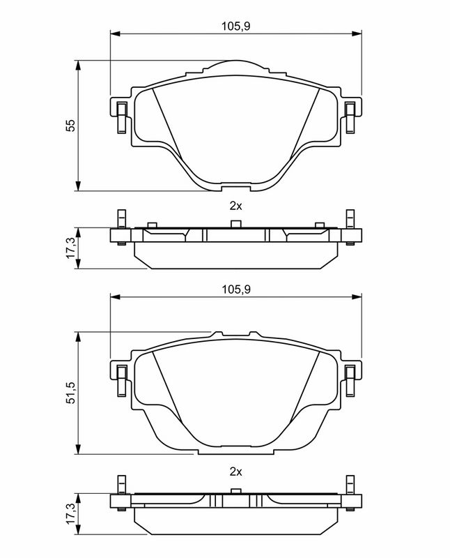 Piduriklotsi komplekt, ketaspidur, BOSCH 0 986 494 805