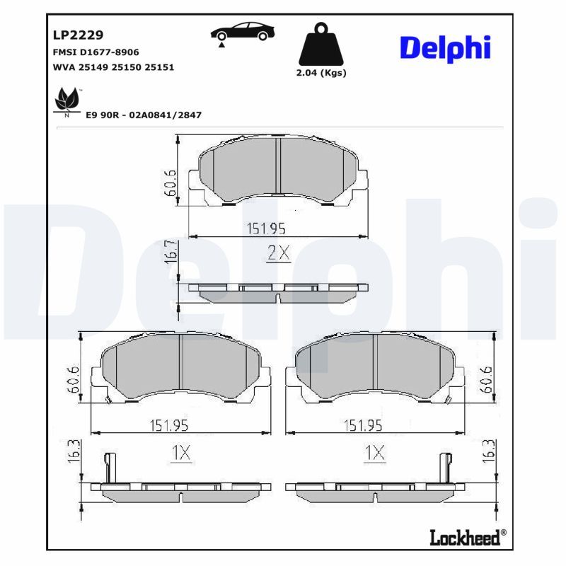 Piduriklotsi komplekt, ketaspidur, DELPHI LP2229