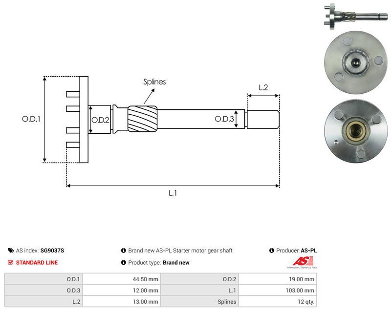 Remondikomplekt, Starter, AS-PL SG9037S